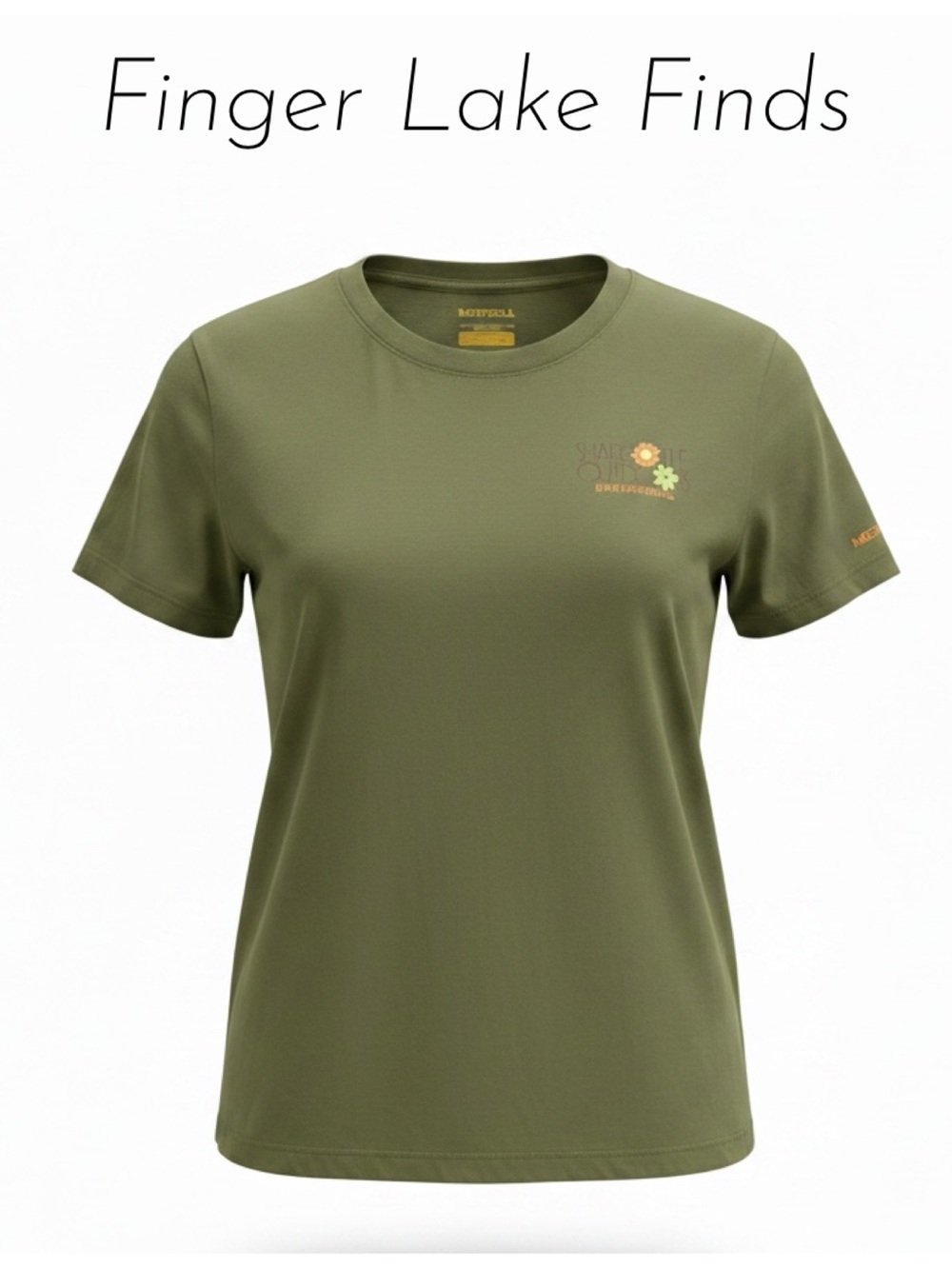 Merrell Olive Green Short Sleeve Tee with Outdoors Logo, L